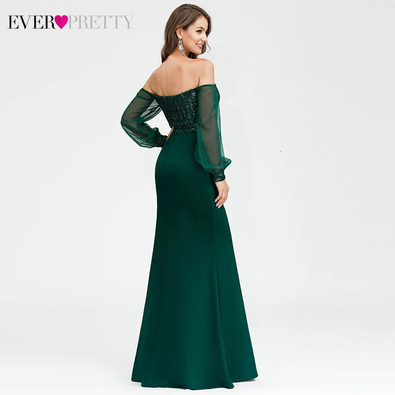 Женское вечернее платье с блестками Ever Pretty фатиновое открытыми плечами и длинным