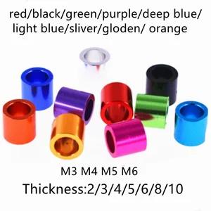 10 шт., Разноцветные алюминиевые плоские прокладки M3 M4 M5 M6, толщина 2-10 мм