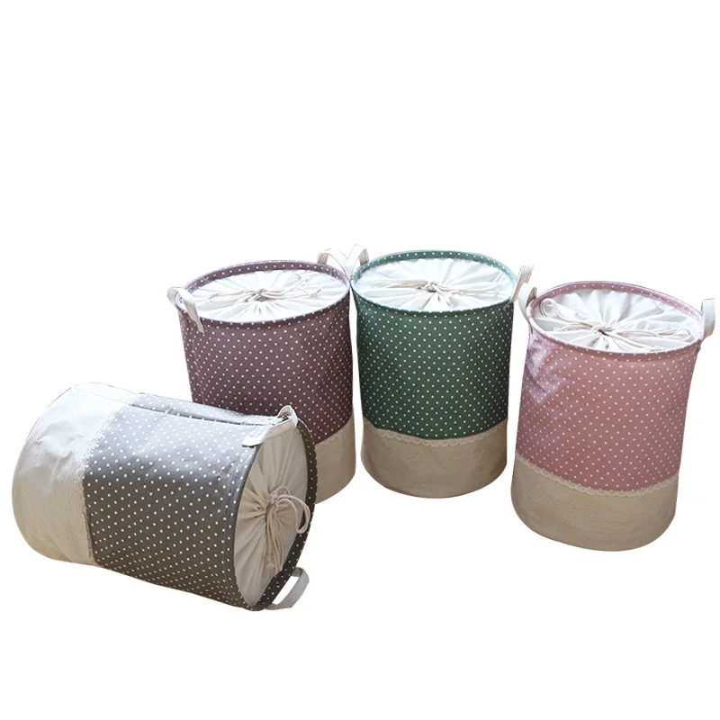 

Patchwork Cotton Linen Laundry Basket Dirty Clothes Folding Storage Basket Toy Organizer Sundries Storage Bucket Home WJ922