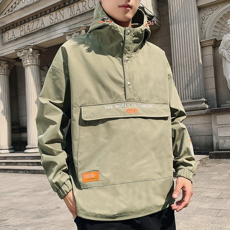 2019 половина на молнии комбинезон с капюшоном куртка Тренч пальто мужская