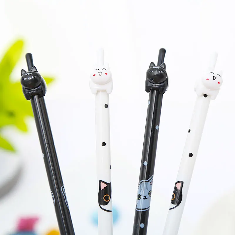 12 шт./компл. творческий Kawaii Cat гелевые ручки Белый черный белый цвет животных