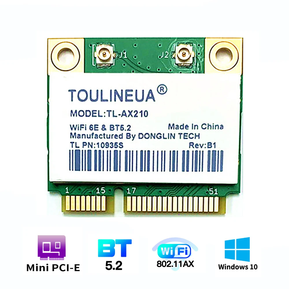 

Wifi 6E 3000Mbps Bluetooth 5.2 TL-AX210 For Intel AX210 Wireless Mini PCI-E Wifi Card 802.11ax/ac 2.4G/5Ghz Adapter Than AX200