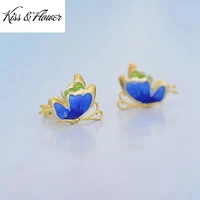 kissflower er212 fine jewelry wholesale fashion woman bride girl mother birthday wedding gift butterfly 24kt gold stud earrings