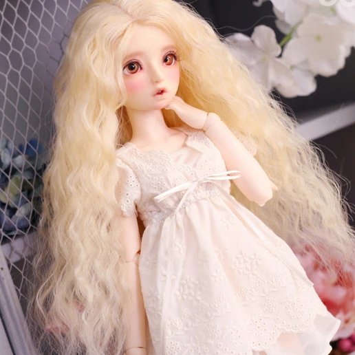 Полный комплект высокое качество 1/4 bjd женская кукла Mako кудрявые длинные волосы SDM