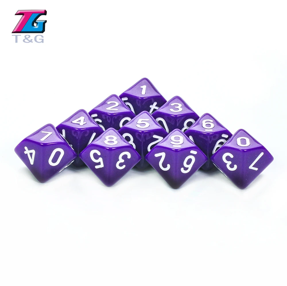 10 шт./компл. T & G высококачественные цветные D10 игральные кости набор с