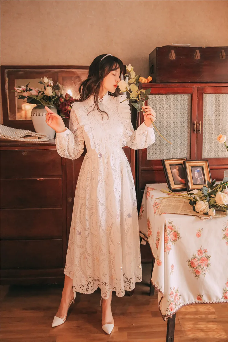 Женское винтажное платье с рюшами и вышивкой YAMDI роскошные подиумные платья