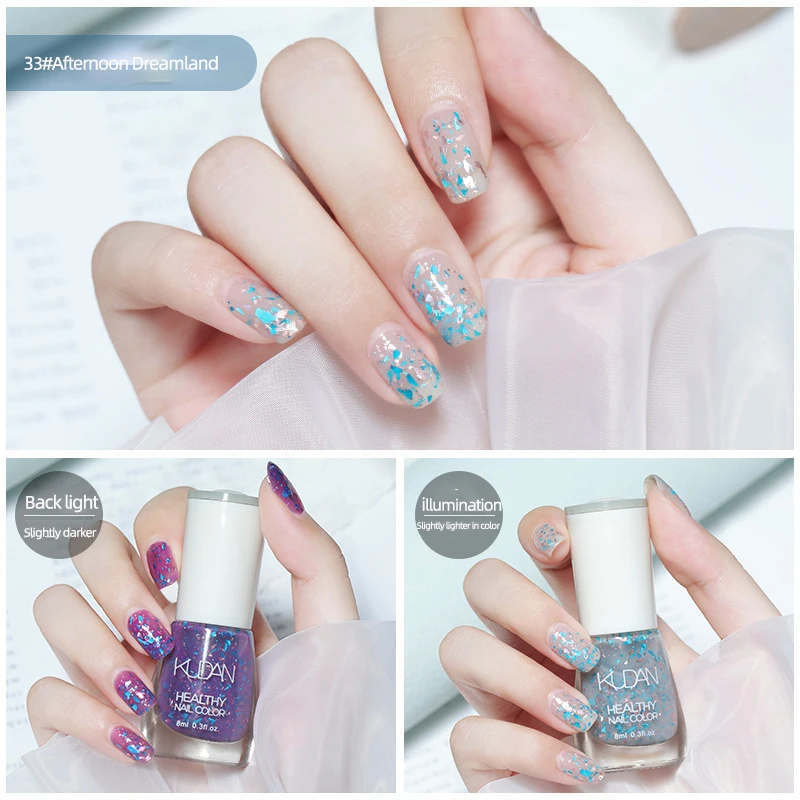 

8ml Gel Ultra-thin Glitter Nail Polish Winter Color Glitter Sequins Absorbing UV Gel Long Lasting Base Coating Nail Art Designs