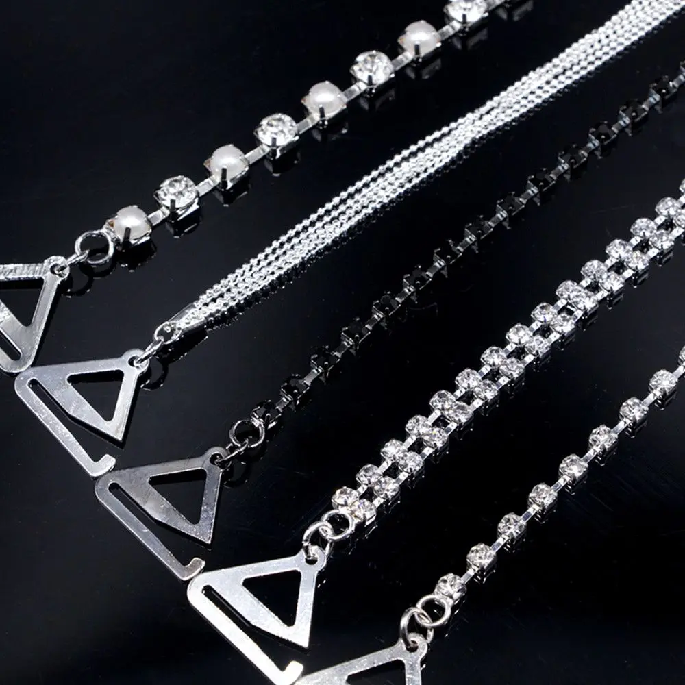 Модный металлический сексуальный бюстгальтер с жемчужинами и стразами для