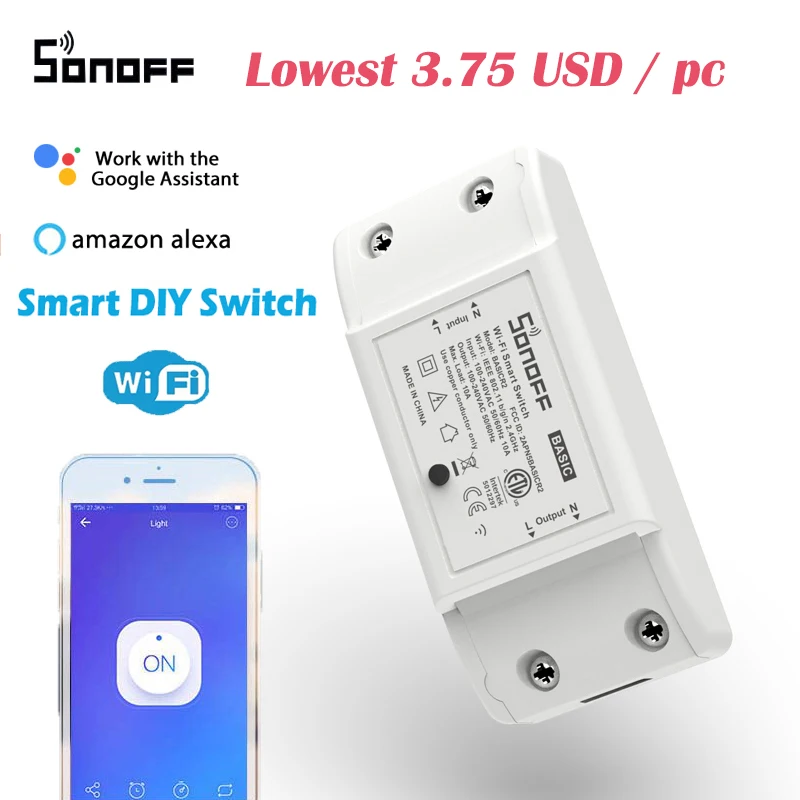 

SONOFF Basic R2 Wifi DIY Smart Switch BasicR2 Module EWelink APP Remote Voice Control Timer Support Alexa Google Home Assistant
