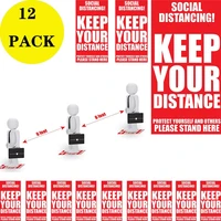 12pcs stickers social distancing keep your distance stand here line crowd control floor sticker decals