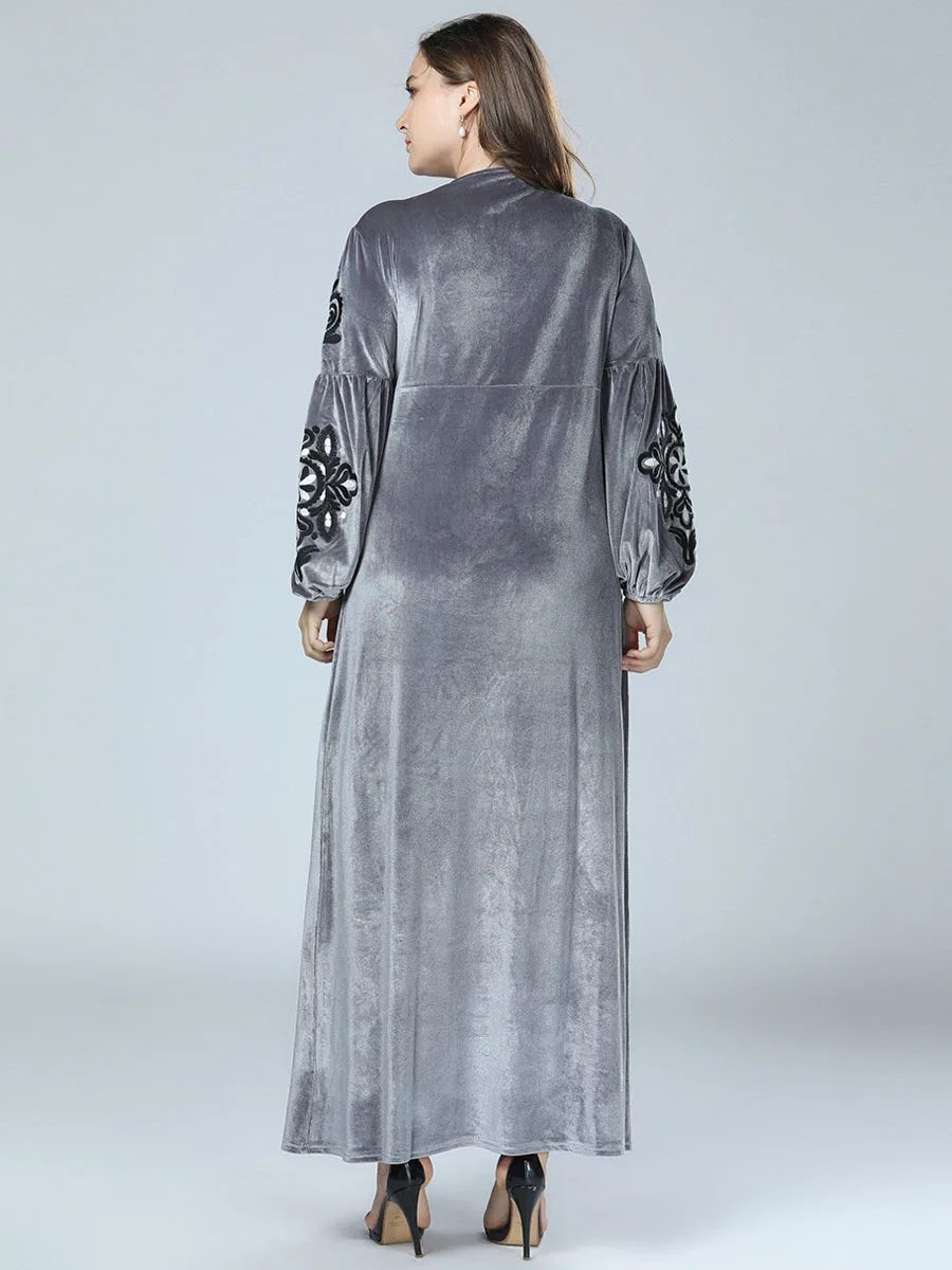 Abaya турецкое Европейское и американское простое вышитое корейское бархатное