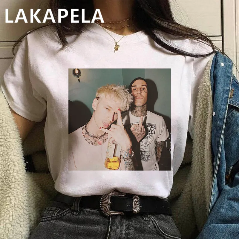 Футболка Хлопковая женская в стиле Харадзюку с принтом хип-хоп Machine Gun Kelly MGK |