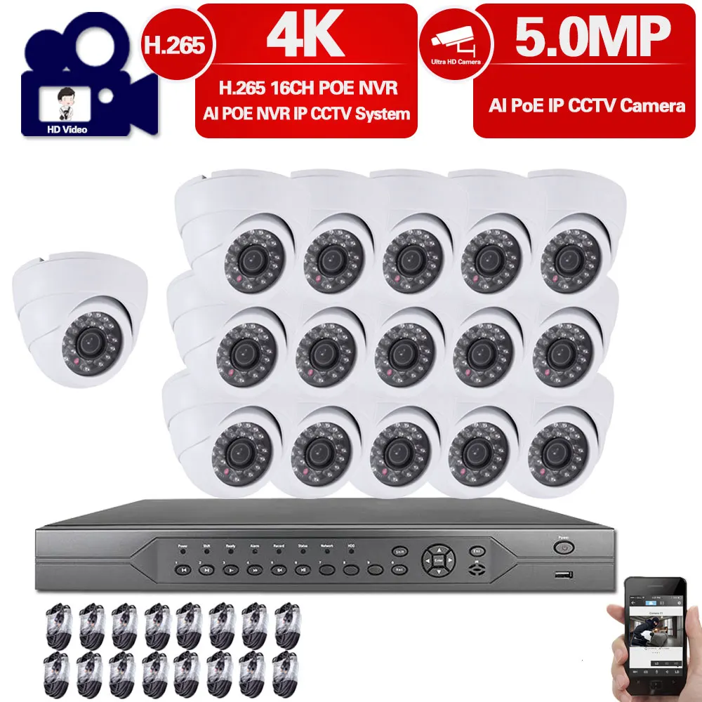 

H.265 16CH 4K POE NVR Kit Outdoor CCTV Security Monitoring IP Camera System Set 5MP P2P Video Surveillance Camera Kit XMEYE 8CH