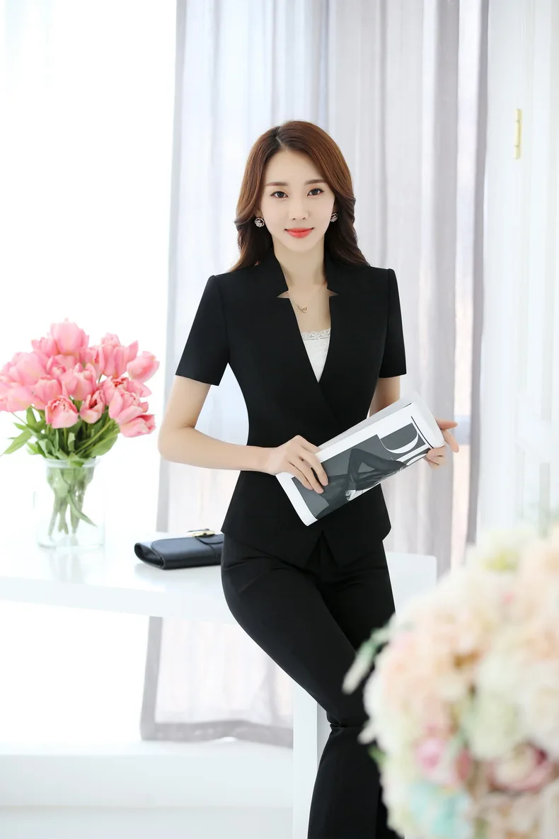 

Plus Size 4XL Formal Professional Business Women Suits With Jackets And Pants Trousers Sets Summer Blazers Outfits For Ladies