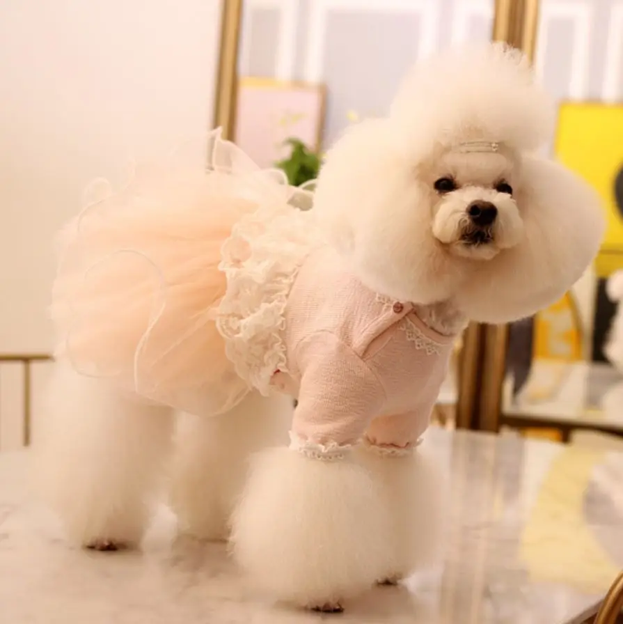 

Luxurious Dog Cat Wedding Dress Double Lace Design Princess Pet Puppy Skirt Party Clothes Outfit 6 Sizes 2 Colours