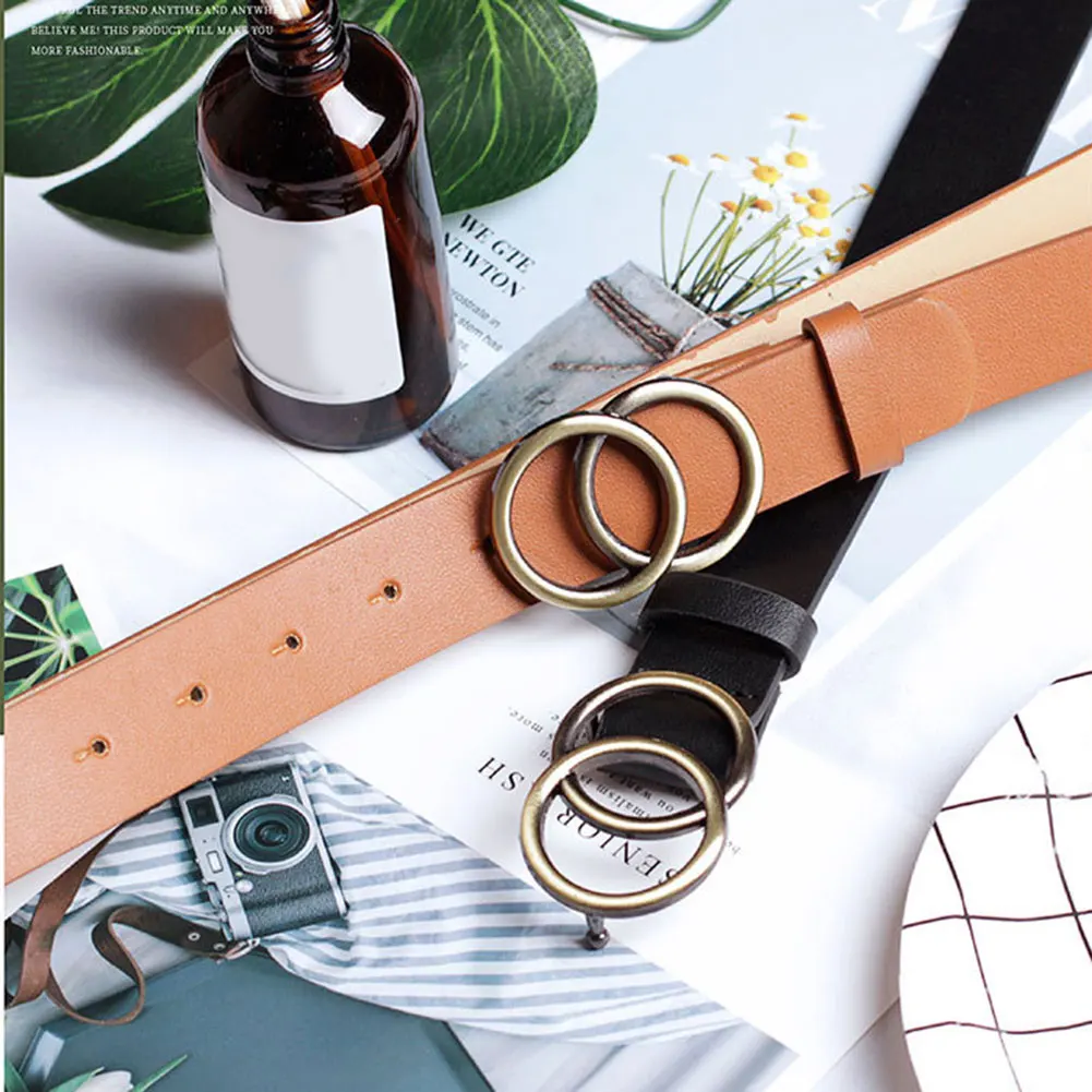 Женский кожаный ремень джинсы брюки поясной с двойным уплотнительным кольцом