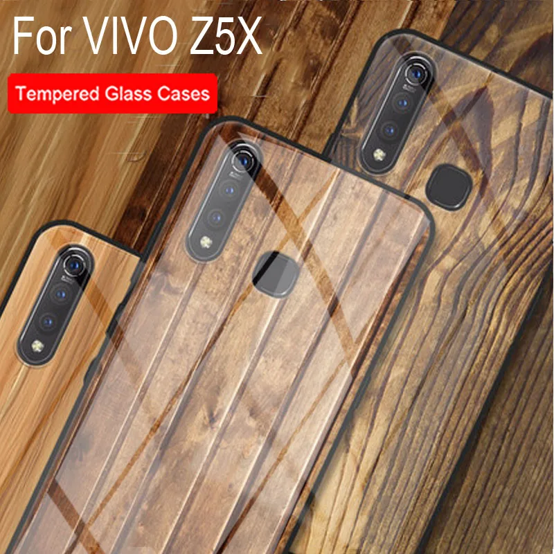 Из цельного дерева Лесоматериалы узор закаленное Стекло телефон крышка для Vivo Z5X z5x черный Мрамор чехол с рисунком в армейском стиле VIVOZ5 X защитный чехол