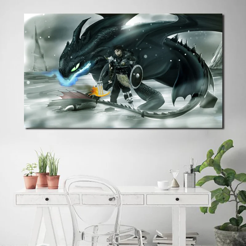 Поезд Дракон 3 Аниме настенные наклейки холст постер и принт масляная Картина на