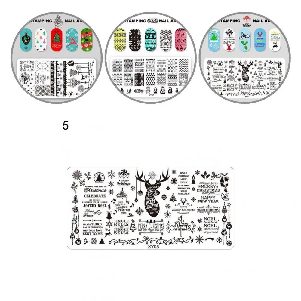 

Износостойкий легкий трафарет для дизайна ногтей с рождественским узором для дома