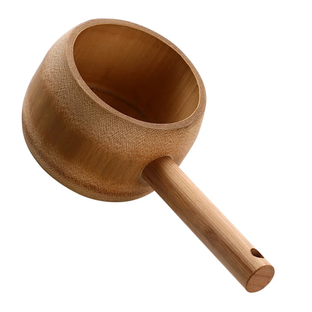 

1PC Bamboo Water Scoop Spoon Soup Spoon Multipurpose Round Water Ladle Dipper for Home Kitchen