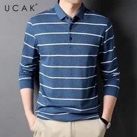 ucak brand casual pure cotton turn down collar t shirt men clothes autumn new arrivals streetwear long sleeve t shirts u5703