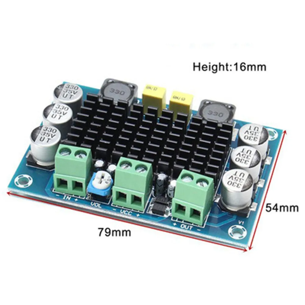 

XH-M542 Mono DC12-26V 100W Плата цифрового усилителя мощности TPA3116D2, модуль аудиоусилителя, одноканальная аудиоплата 79X54 мм
