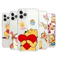 cute pooh bear phone case for apple iphone 14 13 12 11 pro max mini xs max xr x 8 7 6 plus se 2020 transparent capa fundas soft