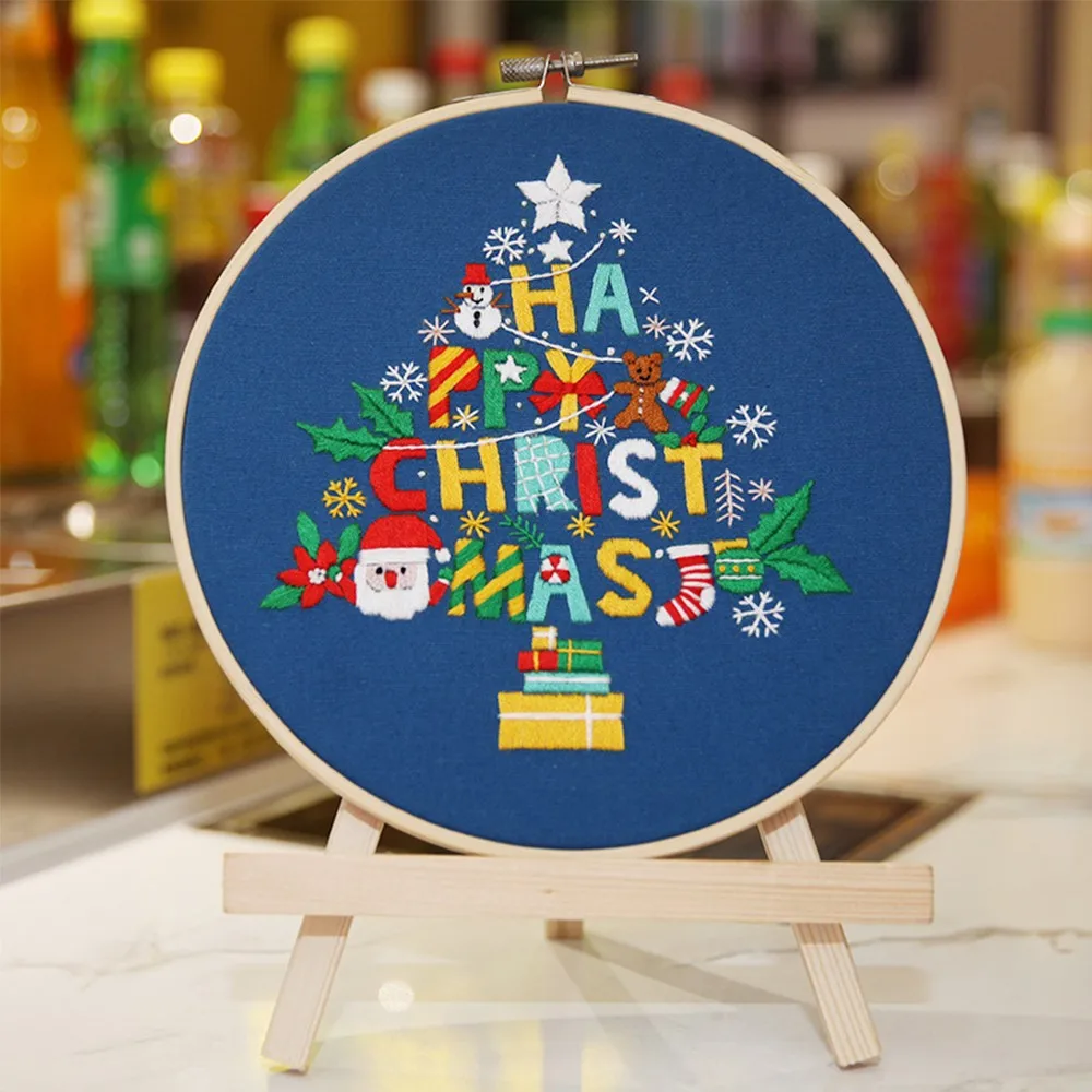 

DIY Crafts Embroidery Christmas Ornament Cross Stitch Kit Embroidery Hoop Frame Needlework Tools Embroidery Kit DIY Sewing Craft