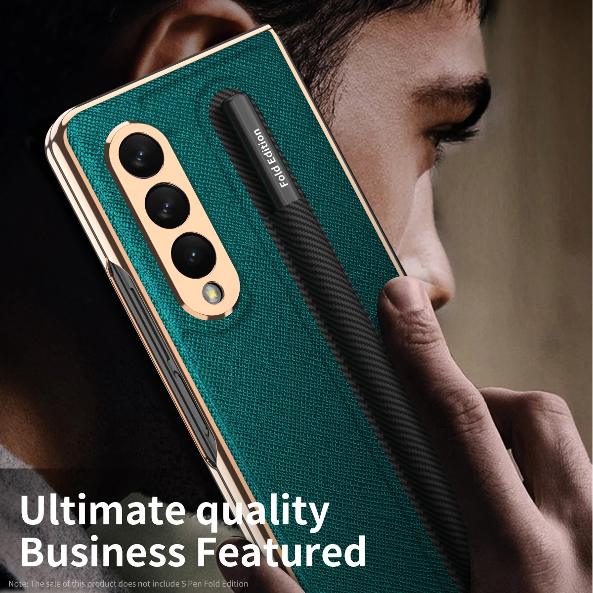 with front glass pen holder slot case for samsung galaxy z fold 3 fold3 5g case ultra thin cross pattern leather phone cover free global shipping