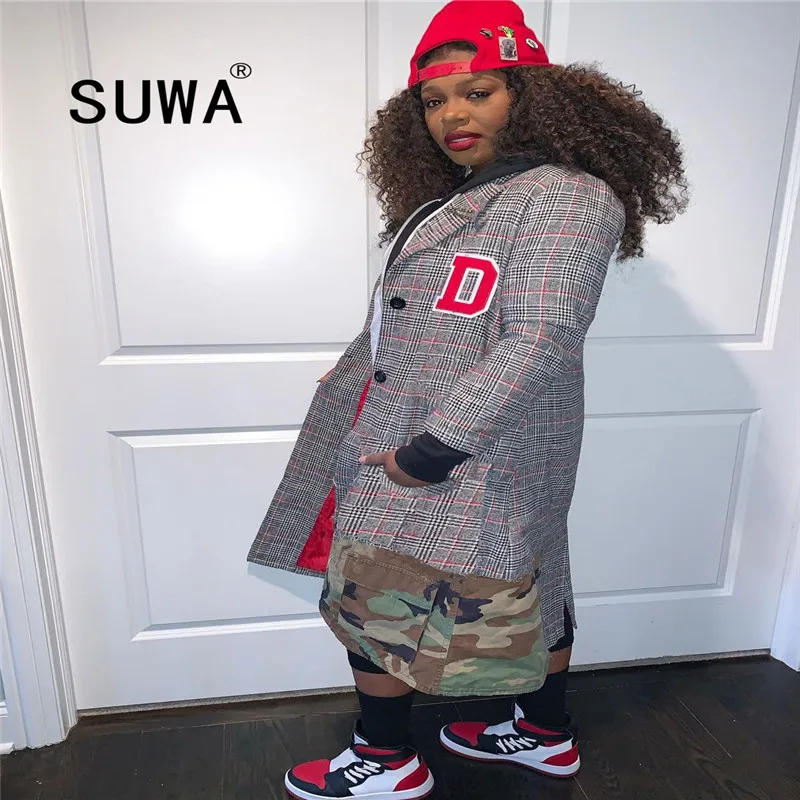 

Женская однобортная куртка с длинным рукавом и принтом букв