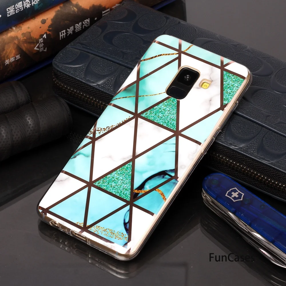 Простой мягкий ТПУ протектор для carcaso Samsung A8 2018 мраморные чехлы телефонов Carcaso Galaxy