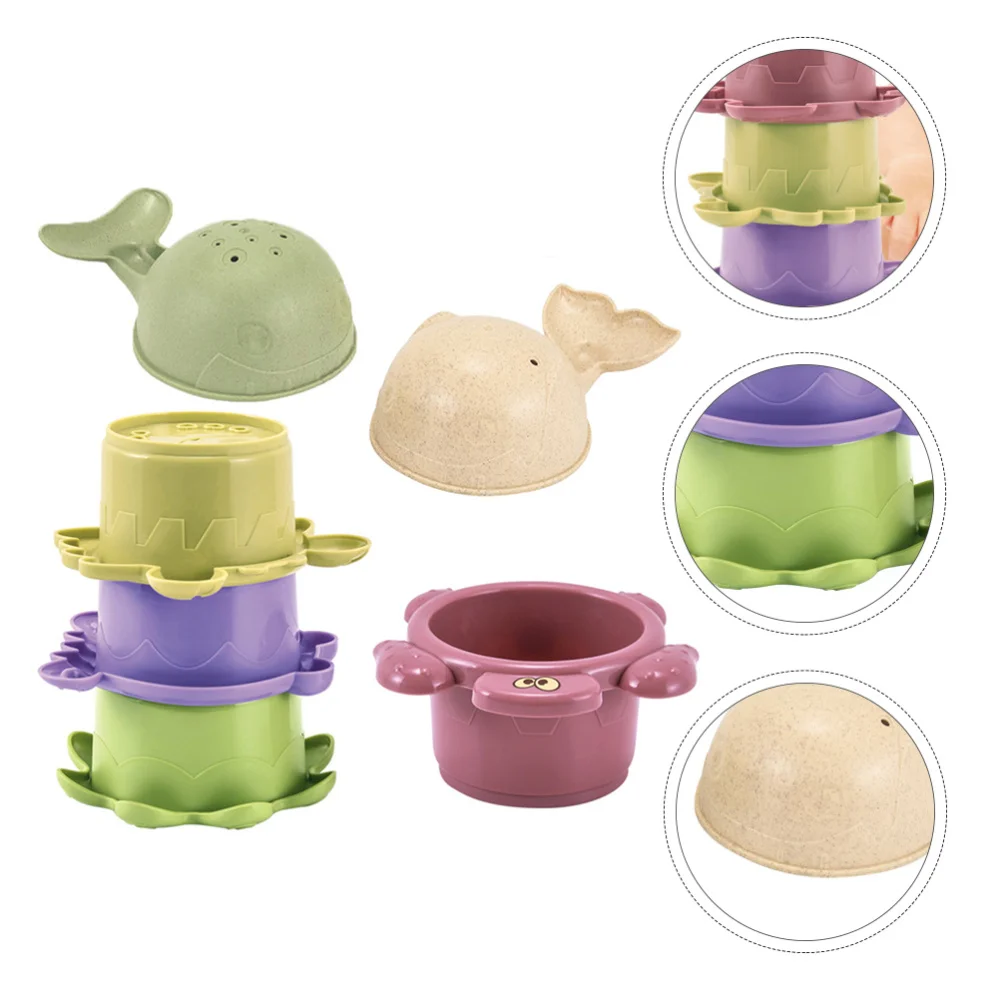 

6pcs Creative Stacking Cup Beach Bathroom Funny Children Shower