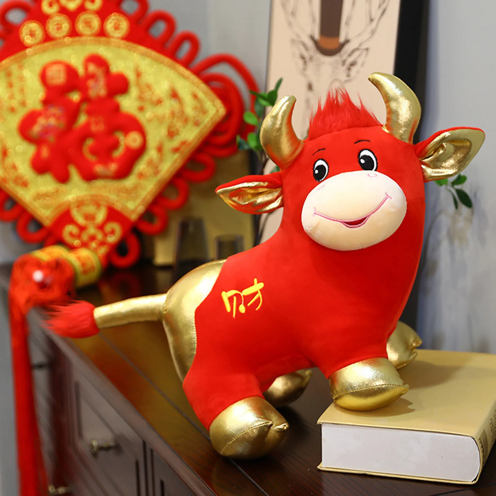 

Ox Plushie Cattle Plush Toy New Year Zodiac Stuffed Animal Mascot Plush Dolls And Doll Accessories