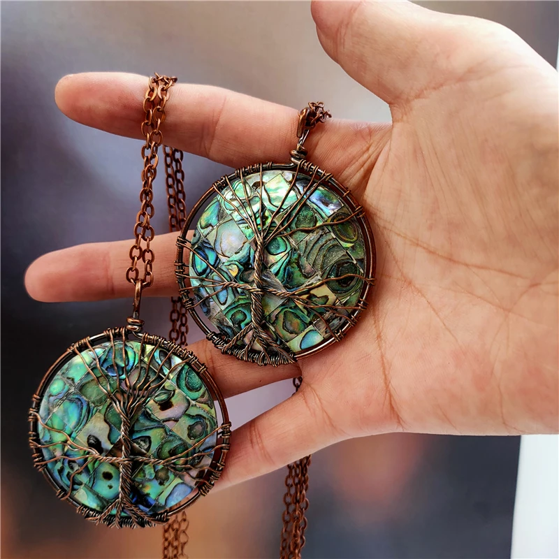 В винтажном стиле Модельные натуральным кулон в виде раковины абалона ожерелье