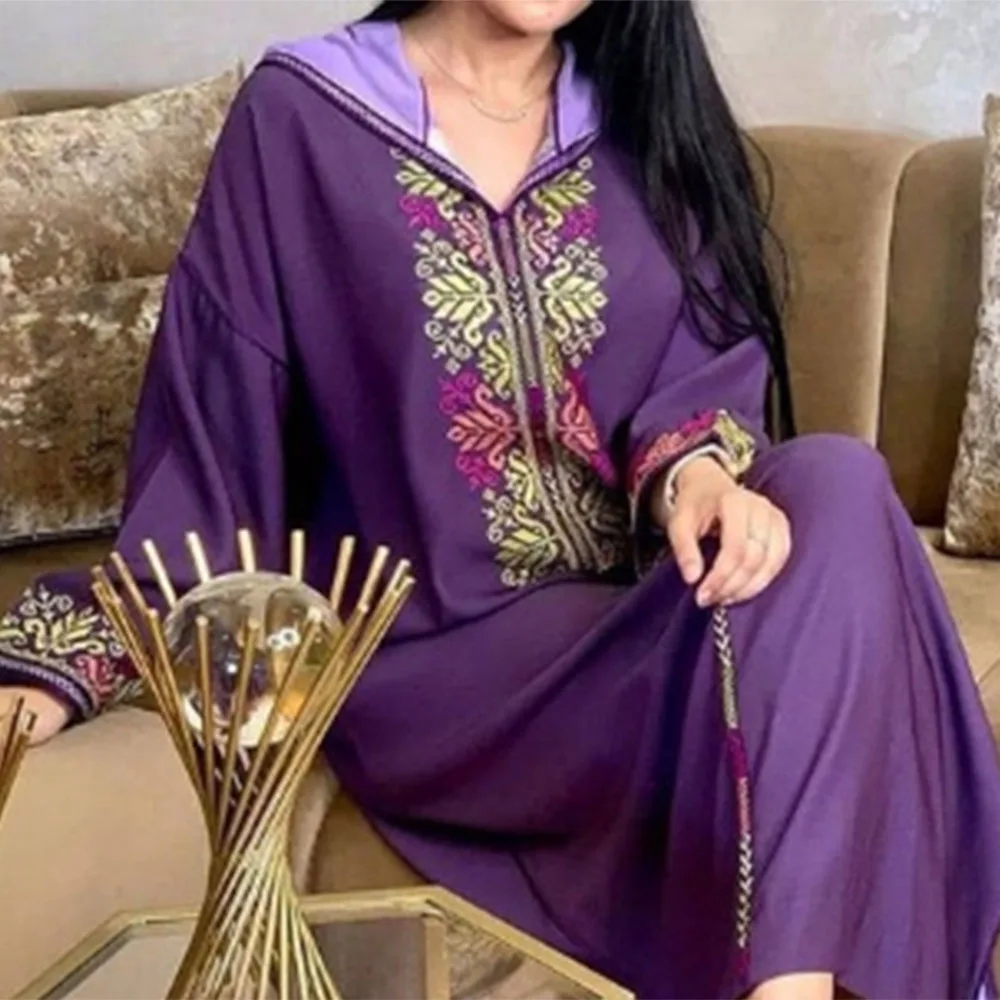 

Purple Luxury Fashion Dubai Abaya Long Dress Muslim Islam Clothing Women Turkey Kaftan Dresses Long Sleeve 2021 Spring Fall New