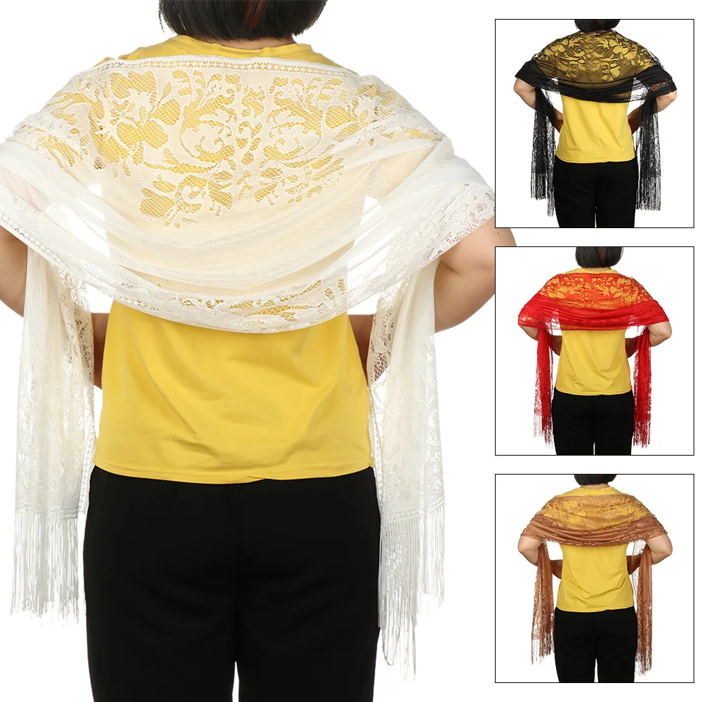 

Central Chic Tulle Shawl Lace Party Dinner Wedding Wrap Evening Cover Ups Pashmina Scarf