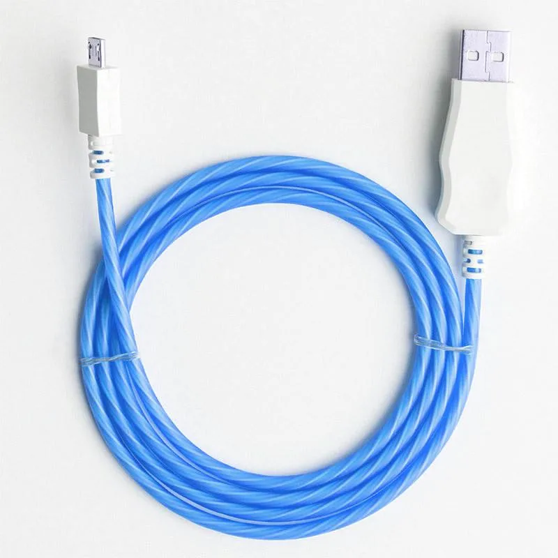 Светодиодный светящийся кабель Micro USB Type-C для быстрой зарядки iphone 5 6 7 X Huawei P Smart 2019