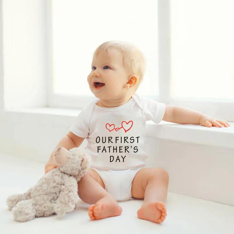 Новый мультфильм Father's Day детские комбинезоны с печатью для новорожденных