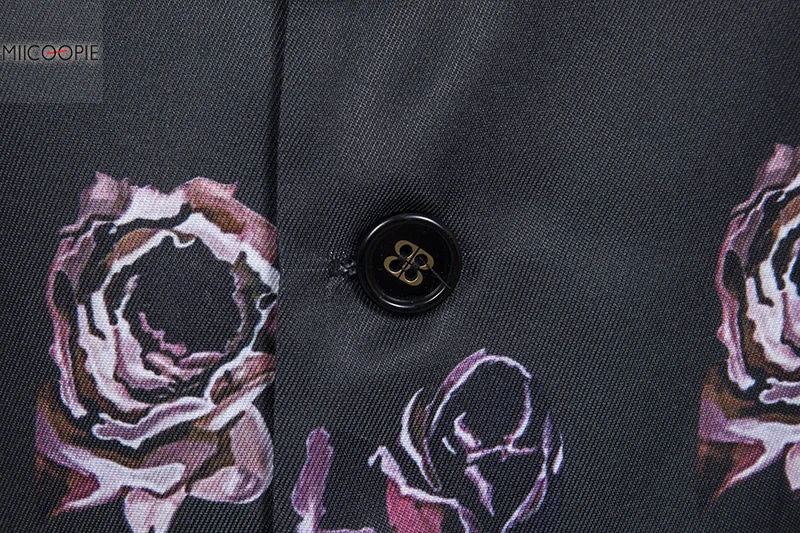 Однобортный жилет с принтом розы новая одежда жилеты для мужчин приталенный