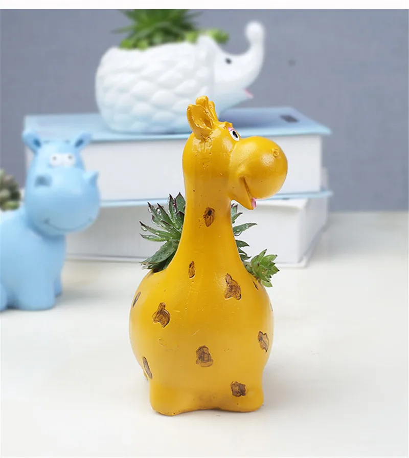 Творческий смоляные горшки для цветов бегемот жираф Форма кашпо суккулентов