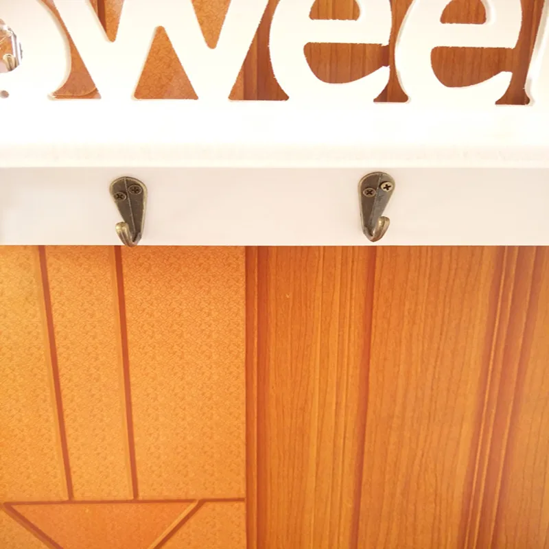 Modern Wall Shelf Wood Hanging Key Storage Holder SWEET HOME Letter Decorative Shelve Home Door Decoration White |