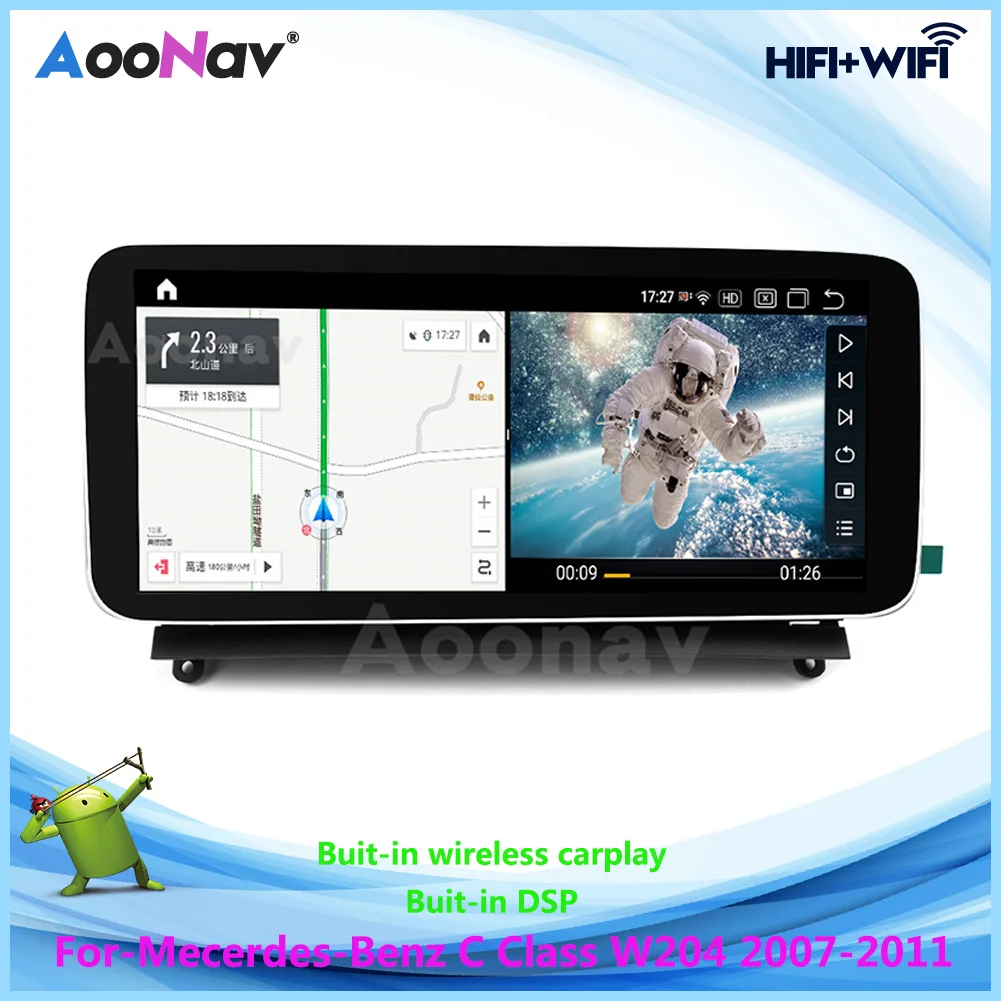 Автомагнитола на Android 128 ГГц 12 3 дюйма для Benz C Class W204 2008-2010 GPS-навигация