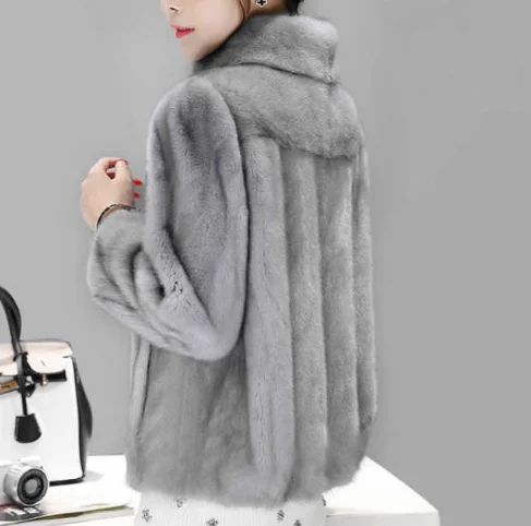 

Short fluffy faux fur jacket women flare sleeve stand collar half sleeve fake rex rabbit fur coat fall 2022