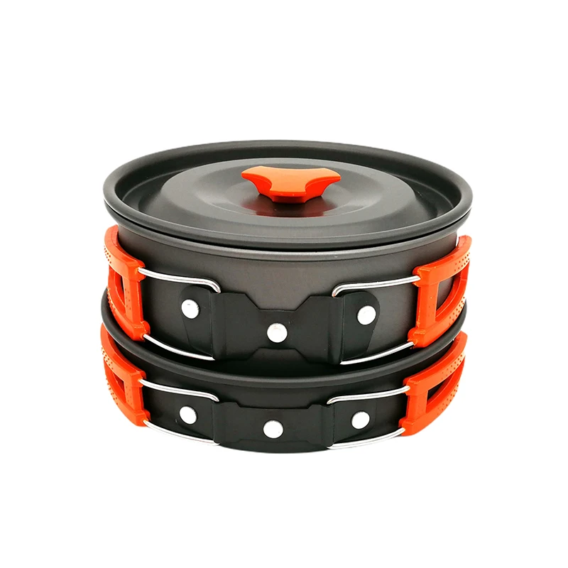 

New Outdoor Three-Piece Buckle Product Supplies 2-3 People Camping Set Teapot Pot Cookware Combination Set Of Vegetables