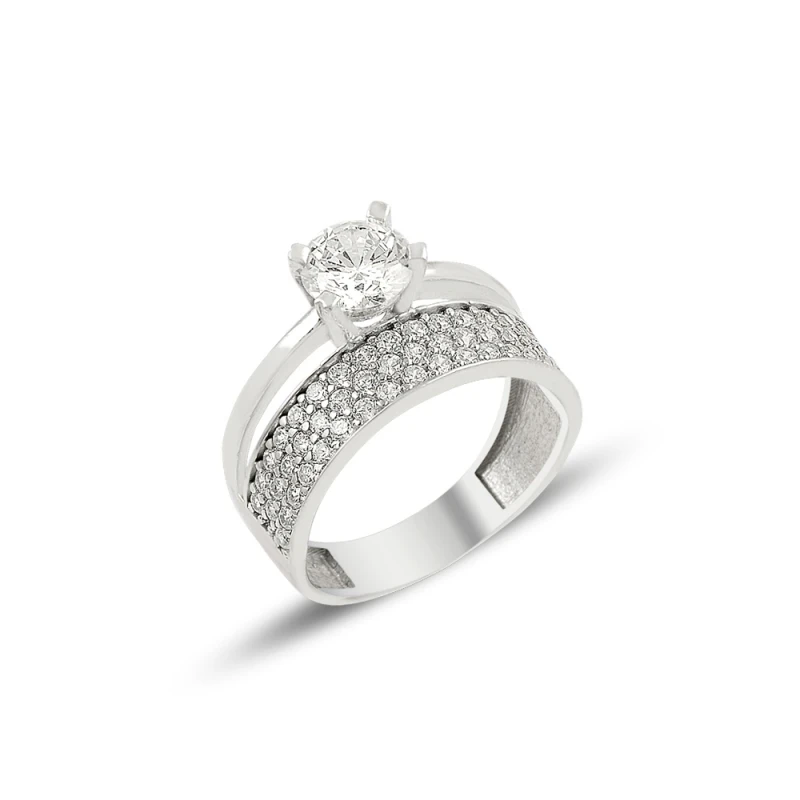 

Серебряное циркониевое обручальное кольцо Silverlina с тремя рядами