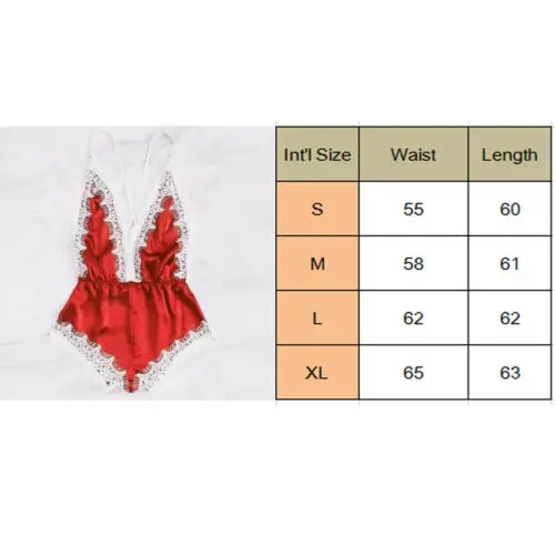 

Women Sexy Lace Satin Pajamas Set Deep V Neck Lingerie Night Wear Nightgown Sleepwear Strap Bodysuit Nightdress