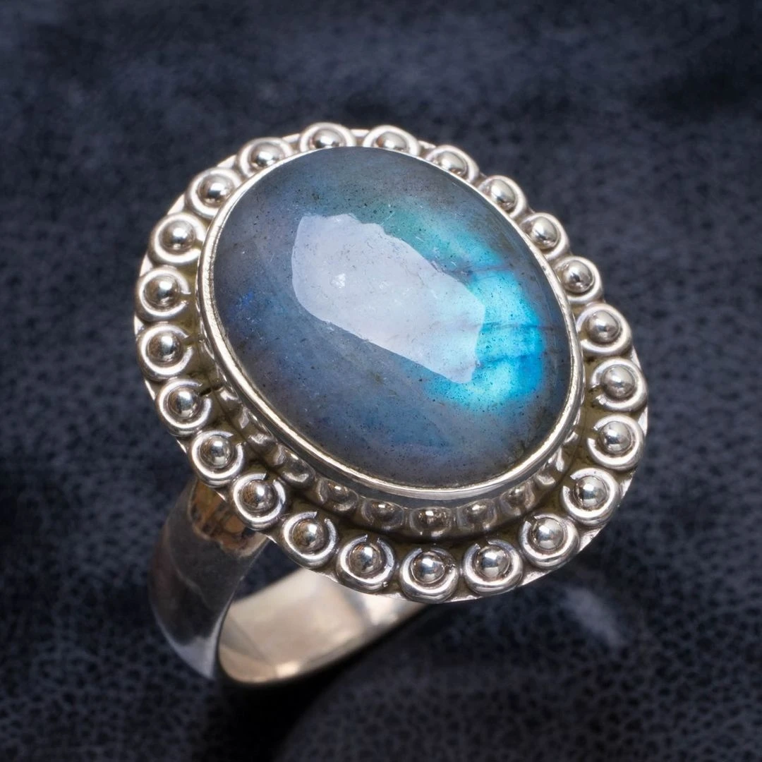 Натуральный голубой огненный Лабрадорит ручной работы уникальный 925 пробы