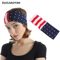 duojiaoyan new girls wide elastic hair hoop women american flag printed hair band independence day soft fabric headband