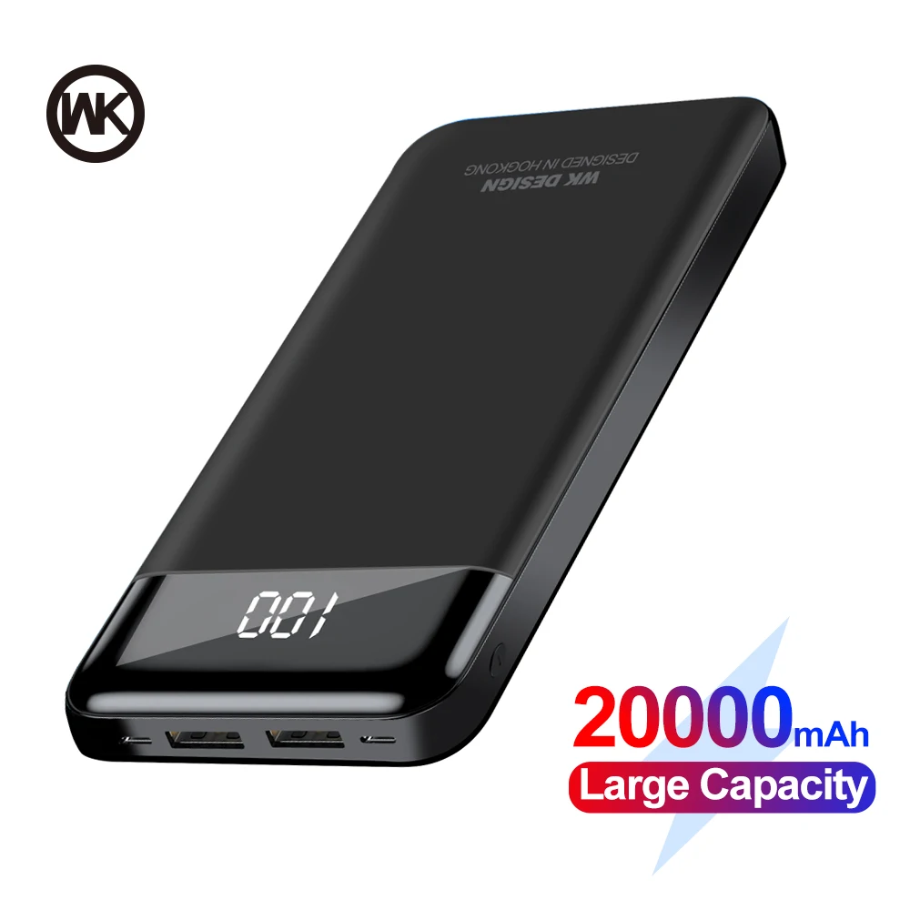 Портативное зарядное устройство WK 20000 мАч внешний аккумулятор для Xiaomi iPhone Huawei