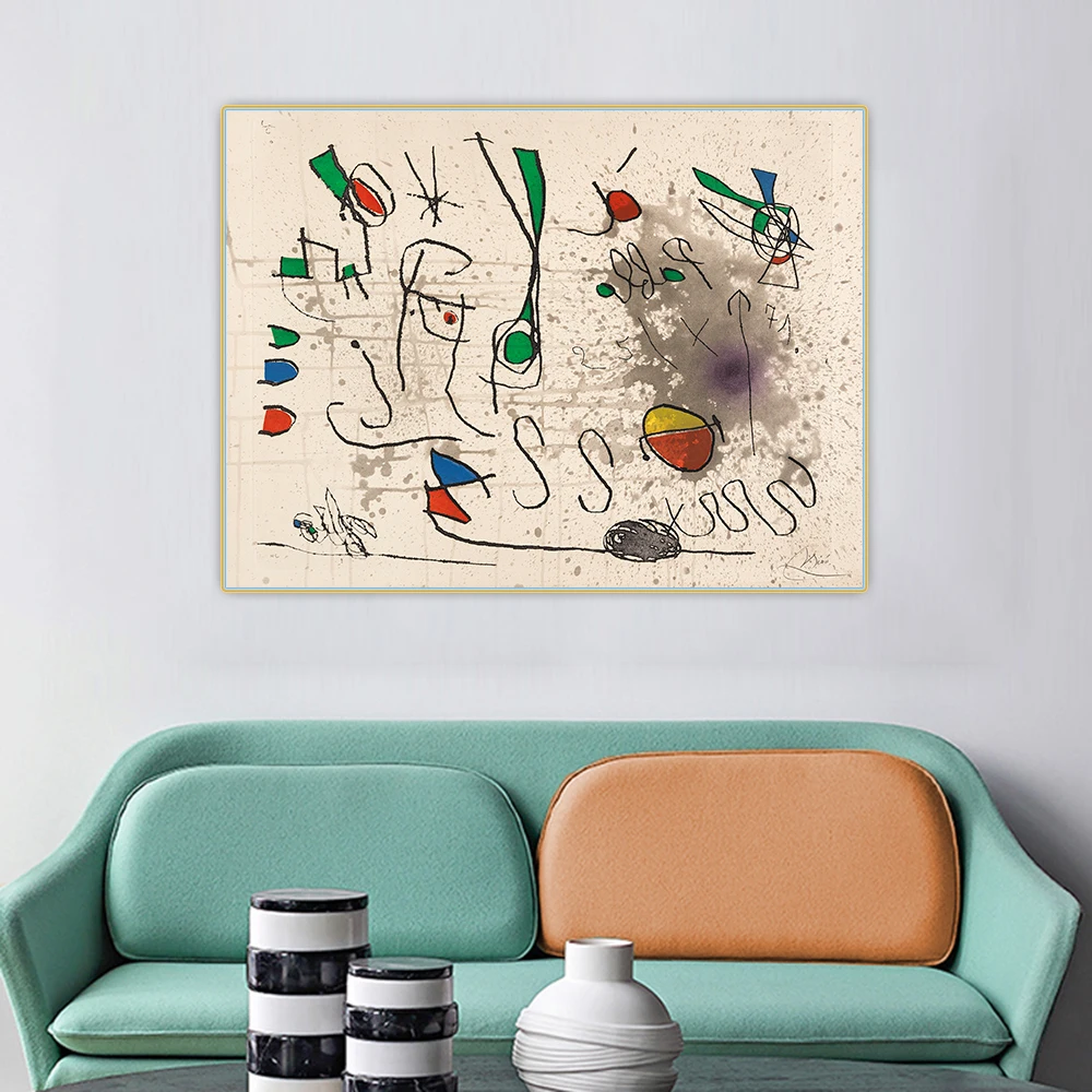 

Holover Canvas Oil Painting Joan Miro"Hommage a Picasso.1972"Surrealism Aesthetic Poster Backdrop Wall Home Room Decoration